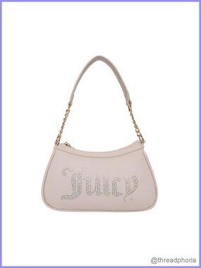 Vinyl Shoulder Bag with Gold-Tone Chain Strap, Interior Pocket